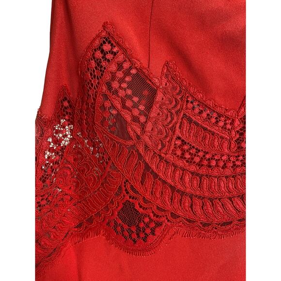 Zuhair Murad Mini Dress Lace Detail One Shoulder Long Sleeve Molten Lava Size 38 - Picture 3 of 12